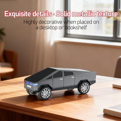 WS-580 Futuristic Pickup Truck Bluetooth Replica Speaker with LED Display Screen – TWS, FM, USB/TF, LED Headlights, Mic, Practical Gift for Car Model Fans, Audio Users & Tech Hobbyists (Gray) - color: Gray