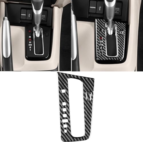Real Carbon Fiber Center Console Gear Shift Panel Decal Accessories Interior Trim Sticker Cover Compatible with Honda Civic 9 Coupe/Sedan 2013 2014 2015 Black - color: Center Console Gear Shift Panel