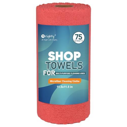 Orighty Microfiber Cleaning Cloths, 75 Sheets Shop Towels, Reusable Paper Towels Shop Rags, Washable Microfiber Towel Roll Cleaning Rags for Cars, House, Kitchen, 11.5’’ x 11.5’’, Red - color: Red, size: 75 Pack