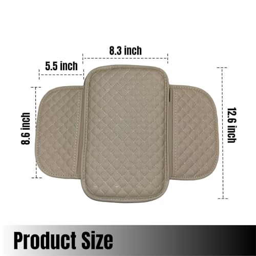 KAELTHAS Car Center Console Cushion Armrest Cover with 2 Storage Bags (Beige,Mid-Size) - color: Beige, size: M - 12.6 * 8.3 inches