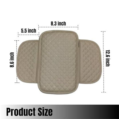 KAELTHAS Car Center Console Cushion Armrest Cover with 2 Storage Bags (Beige,Mid-Size) - color: Beige, size: M - 12.6 * 8.3 inches
