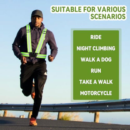 Tenalleys 2 Pack Reflective Vest Running Gear Adjustable High Visibility Reflective Running Safety Vest for Women Men Night Cycling,Hiking, Jogging,Dog Walking - color: Green