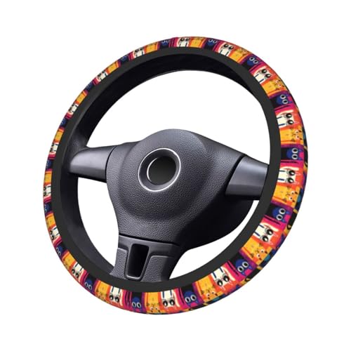 Cat Geometry Steering Wheel Covers Non Slip Neoprene Universal 15 Inch Steering Wheel Protector Car Cover for Men Women - color: Cat Geometry