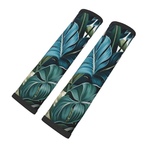 Seat Belt Cover Pad Tropical Palm Leaves Pattern Soft Safety Car Automotive Seat Belt Pads Cushion Shoulder Strap Covers for Cars or Bags, 2 Pcs - color: Tropical Palm Leaves Pattern
