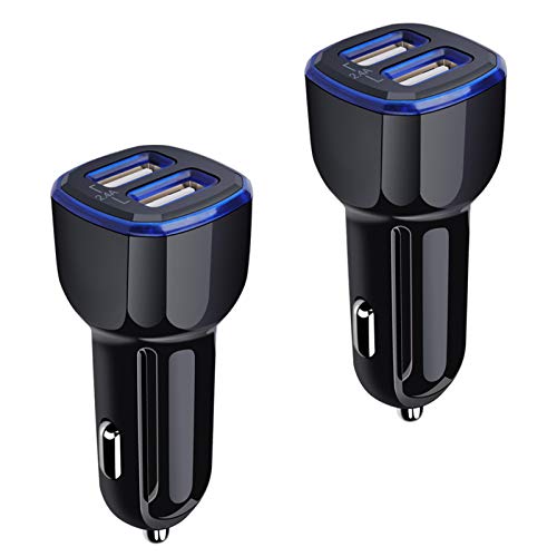 Car Charger, 2.4A 12W AndHot 2 Pack Mini Dual Port USB Car Charger Adapter Plug for iPhone 15 14 13 12 SE 11 Pro Max XR XS X 8 7 6S Plus, iPad, Samsung Galaxy S23 S22 S21 S20 S10 Note 20, LG, Android