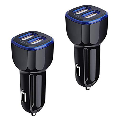 Car Charger, 2.4A 12W AndHot 2 Pack Mini Dual Port USB Car Charger Adapter Plug for iPhone 15 14 13 12 SE 11 Pro Max XR XS X 8 7 6S Plus, iPad, Samsung Galaxy S23 S22 S21 S20 S10 Note 20, LG, Android