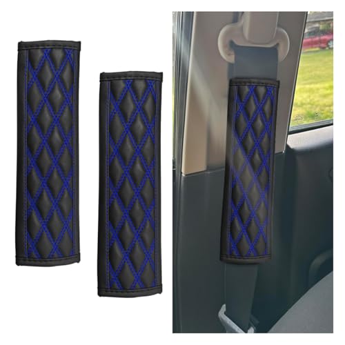 LAINLOY 2PCS Car Seat Belt Cover, Leather Car Seat Strap Pads, Comfort Driving Shoulder Cushion Protect Your Neck, Universal Strap Cover Decoration Accessories for Cars, Trucks, SUVs (Blue) - color: Blue