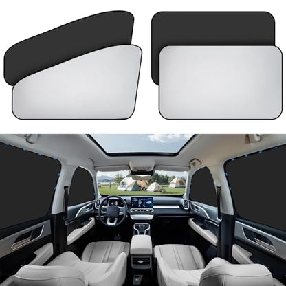 Zatooto Car Window Sun Shade - Blackout Shade for Side Windows, Protects Privacy, Reflects Sunlight, Reversible, Universal Fit, Silver - size: Silver-4pcs