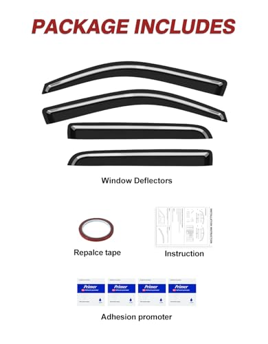 Outside-Mount Window Rain Guards Fit for 2009-2014 Ford F150 F-150 SuperCrew SVT Raptor, Extra Durable Window Visors Wind Deflector Dark Smoke Vent Shades Car Tape-on with Thicker 4PCS - size: Fit for 2009-2014 F150 SuperCrew