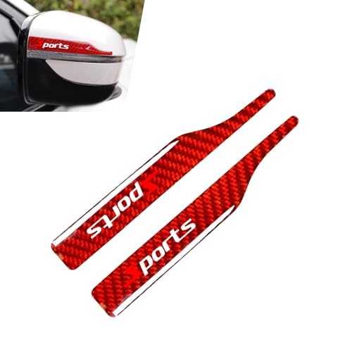 2 PCS Car Rearview Mirror Protective Film, 5.12" x 0.59" Carbon Fiber Knife-Shaped Sports Style Anti-Collision Strip, Universal Anti Scratch Rear View Mirror Trim for Most Cars (Red) - color: Red