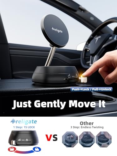 2026 Upgraded Vacuum Magnetic Phone Holder, [108+ LBS] Heavy Duty Suction Cup Car Phone Mount for Dashboard, Gym & Desk, MagSafe Car Mount for iPhone 17 16 15 Pro Max