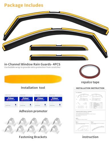 in-Channel Window Rain Guards Fit for Chevy Silverado/GMC Sierra 2014-2018 Double Cab,Truck Extra Durable Window Visors Window Deflectors Vent Visors Vent Shades Car Accessories - size: Fit for 2014-2018 Silverado/GMC Sierra Double Cab