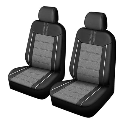 AUTOYOUTH Leather Car Seat Covers, Air Cool Mesh Design, Airbag Compatible Car Seat Covers Front Seats, Enhanced Comfort for Most Cars, SUVs, Vans - Grey - color: Grey