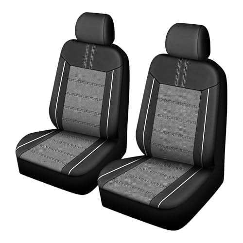 AUTOYOUTH Leather Car Seat Covers, Air Cool Mesh Design, Airbag Compatible Car Seat Covers Front Seats, Enhanced Comfort for Most Cars, SUVs, Vans - Grey - color: Grey