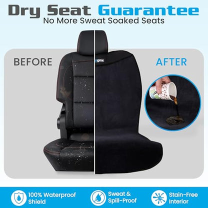 HAPPEGEAR Happeseat Waterproof Car Seat Cover & Protector – Universal Fit Car Seat Towel Cover – Non-Slip Backing, Easy Install & Storage, Machine Washable, Fits Front & Back, Black - color: Black