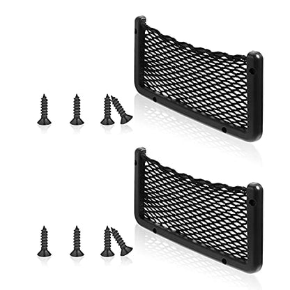 Frienda 4 Pcs Car Storage Net Bag, ABS Plastic Framed Mesh Net Holder, Phone & Cargo Organizer with Screws for Auto, Rv, Boat, Truck Pocket Storage (9 x 4 Inch) - size: 9 x 4 Inch