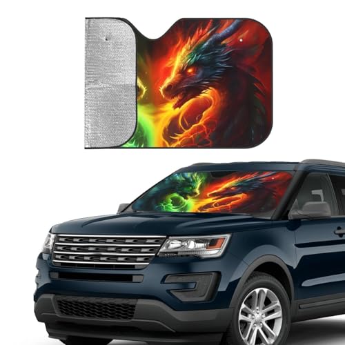 Dragon Car Sun Shade Windshield Sunshade Foldable Front Window Shield Cover for Truck SUV - color: Blue6