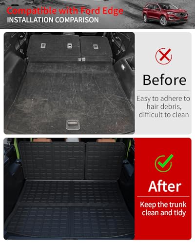 Cargo Mat Compatible with 2015-2024 Ford Edge (Not Fit SEL) Trunk Mat Cargo Liner Trunk Liner TPE All Weather Back Seat Cover Protector 2023 Edge Accessories (Trunk Mat+Backrest Mats) - style: For Ford Edge | 2015-2024
