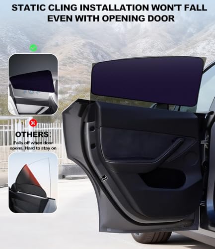 XCBYT Car Window Shades for Tesla Model 3 Highland 2024-2026 | Static Cling Rear Side Sun Shade, UV & Heat Blocking, Privacy Protection, Easy On & Off - size: Model 3 Highland (2024-2026) - 2PCS