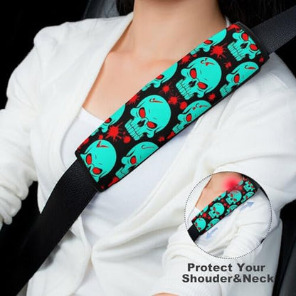 Women's Car Belt Covers, Halloween Cool Red Blood Zombie Skull Fashion Cushion Pad Car Shoulder Strap Harness Pad - color: Color847