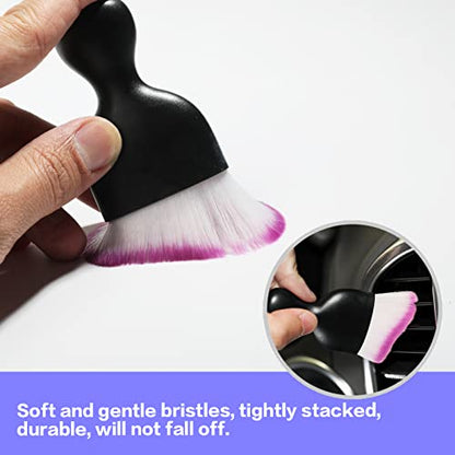 AOCISKA Car Interior Detailing Brush,Soft Bristle Cleaning Brush Car Detailing Brush Dusting Brush,Car Interior Cleaning Tool,Auto Detail Brush Car Dash Duster Brush (Black&Purple with Cap) - color: Black&purple With Cap