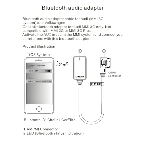 AMI Bluetooth Audio Adapter for Audi MDI MMI 3G System,Bluetooth 5.0 Adapter Compatible Bluetooth Car kit for VW Audi Q5 A5 A7 R7 S5 Q7 A6L A8L A4L Series for MMI 3G System (Only 3G) - size: 3g