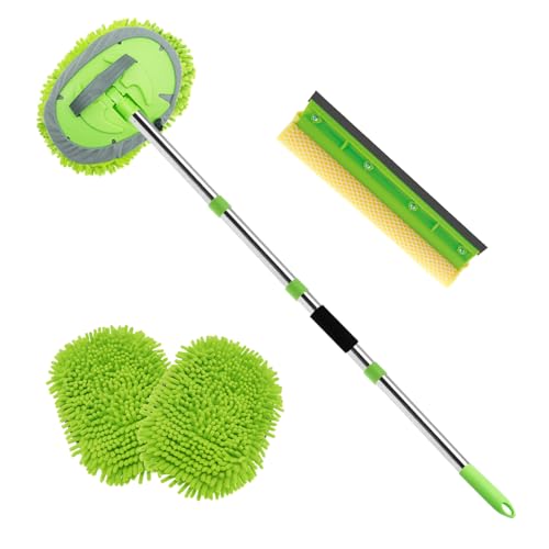 62" Car Wash Brush Kit Mitt Mop Sponge with Long Handle, Chenille Microfiber Car Cleaning Brush Kit, Windshield Window Squeegee, Car Care Kit of Scratch-Free Replacement for Cleaning Car, RV, Truck - size: 7 Pack
