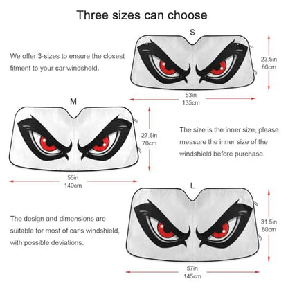 Windshield Sun Shade Cartoon Angry Red Eyes Front Window Block UV Shades Visor Reflective Retractable for Car SUV Trucks - color: B002
