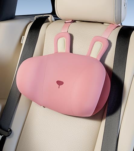 BEBAS Car Neck Pillow Travel - Adjustable Memory Foam Neck Support Pillow for Sleeping, Breathable & Machine Washable Cover, Soft Support for Adults & Kids - Gift (Pink - Rabbit) - color: Pink - Rabbit