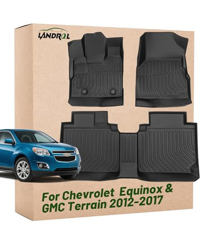 Car Floor Mats Replacement for Chevrolet Chevy Equinox 2012-2017 & GMC Terrain 2012-2017 Heavy Duty TPE Liner Custom Fit All Weather Waterproof Protection Coverage Full Set Black Carpets - size: Floor Mats for Equinox & Terrain 2012-2017