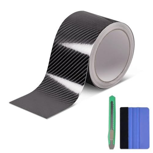 Lypumso 6D High Gloss Carbon Fiber Vinyl Wrap Tape, Chrome Delete Tape for Cars Motorcycle Detailing DIY Car Door Edge Guard Decals Blackout Tape Roll (6D Black, 3in x 30ft) - color: 6D Black, size: 3in x 30ft