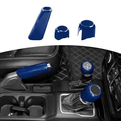 for Jeep JL Gear Shift Knob Handbrake Cover Trim for Jeep Wrangler JL JLU 2018 up for Gladiator JT 2020 up Blue Interior Accessories 3pcs - color: Blue