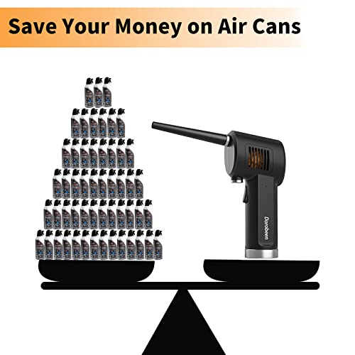 DOROBEEN Compressed Air Duster, Cordless Portable Rechargeable Compressed air, 33000 RPM Electric Air Duster for Computer Keyboard Electronics Cleaning, Built-in Battery Electronic Blower (Black)