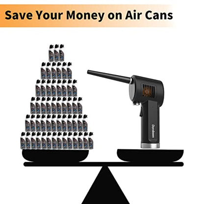 DOROBEEN Compressed Air Duster, Cordless Portable Rechargeable Compressed air, 33000 RPM Electric Air Duster for Computer Keyboard Electronics Cleaning, Built-in Battery Electronic Blower (Black)