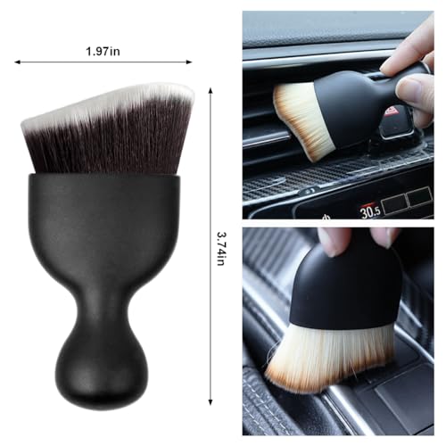 Osilly Car Detailing Brush, Auto Interior Soft Bristles Curved Cleaning Brush, Dust Collectors Dirt Removal Tool for Car Dashboard, Air Conditioner Vents, Leather, Computer, Scratch Free (Brown/White) - color: Brown/White