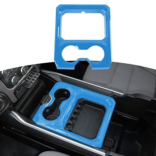 RT-TCZ for RAM Cup Holder Storage Box Trim Cover, Baby Blue Interior Accessories for Dodge RAM 2018-2023 - color: Baby Blue