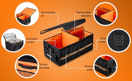 KEEPER Extra Large Trunk Organizer with Cooler, 70L, Multi-Compartment Collapsible Car Organizers and Storage, Non-Slip Bottom, Suitable for SUV, Minivan, and Cars - size: Extra Large (70L) with Cooler