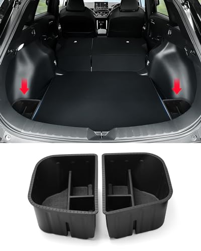 Karltys Trunk Organizer Compatible with Toyota Corolla Cross 2022-2025 2026, 2 Pcs Car Organizer Waterproof Trunk Storage Bin Box, Rear Organizer Side Pockets Accessories(Only for AWD, Not for Hybrid)