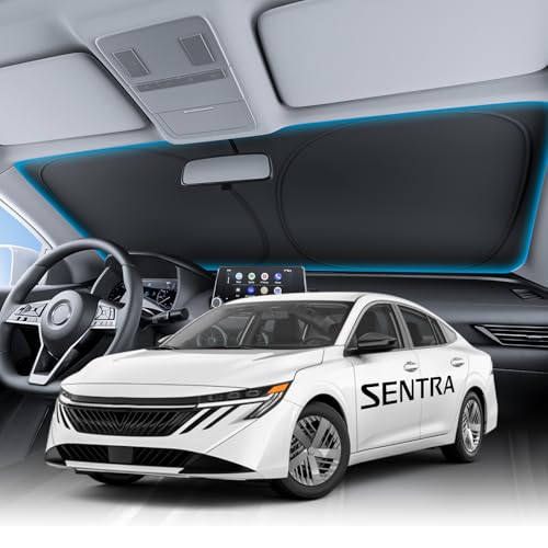 Wigoo for Nissan Sentra Windshield Sunshade [OEM Design, 100% Sun Blockage] Foldable Heat Insulation Sun Shade with Storage Bag, for Nissan Sentra (2020-2026), Silver Coating - size: for Nissan Sentra(2020-2026)
