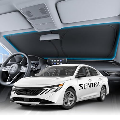 Wigoo for Nissan Sentra Windshield Sunshade [OEM Design, 100% Sun Blockage] Foldable Heat Insulation Sun Shade with Storage Bag, for Nissan Sentra (2020-2026), Silver Coating - size: for Nissan Sentra(2020-2026)