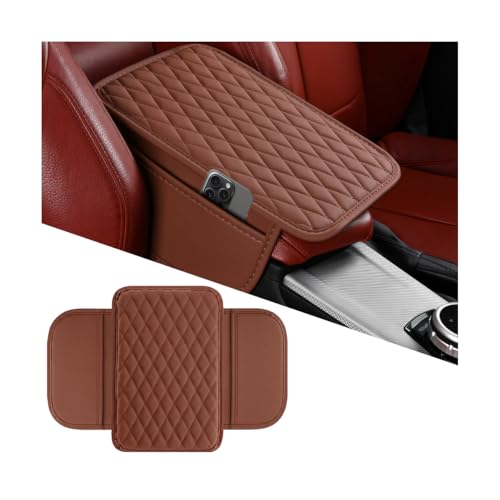 Mandark Car Center Console Cover, Microfiber Leather Vehicle Armrest Protector Cushion with 2 Storage Bags, Auto Interior Arm Rest Seat Box Pad Accessories, Universal for SUV, Sedan, Truck (Brown) - color: Brown