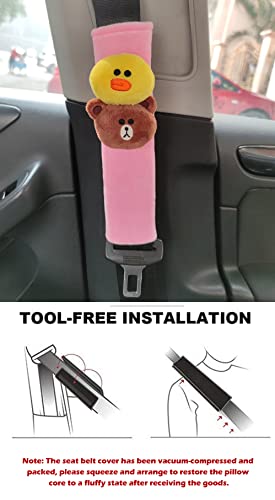 Tianmei 2 Pcs Cute Doll Car Seatbelt Pads Cover, Universal Carseat Belt Shoulder Strap Protector for Adults and Kids（LF Doll - Pink） - color: LF Doll - Pink - 2PCS