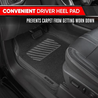 Motor Trend SpeedSeries Carpet Car Floor Mats Set - Versatile Fit for Cars, Trucks, SUVs, Vans Grey Trim Racing Design Car Mat Full Set Tapetes para Carro - Set of 4, Black & Gray Car Carpet Mats - color: Speed Series-Grey