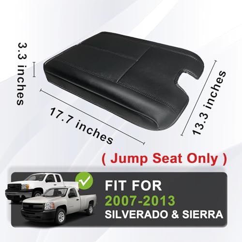 Muslogy Center Console Armrest Cover Fit for Chevy Silverado/Tahoe & GMC Sierra/Yukon 2007-2013 Accessories, Comfort Armrest Pad Console Lid Cushion Vegan Leather Regular Thick(Jump Seat ONLY) - size: 1) 07-13 |Slv&Tahoe&Sra&Yukon| Jump Seat, Regular
