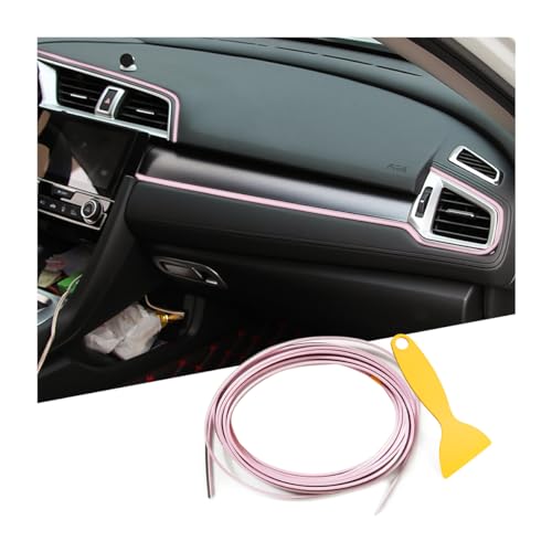 Osilly Car Interior Moulding Trim Strips, 33Ft/10M Universal Electroplating Decoration Filler Insert Strips, Styling Dashboard DIY Flexible Strip, Garnish Accessory with Installing Tool (Pink) - color: Pink, size: 33Ft