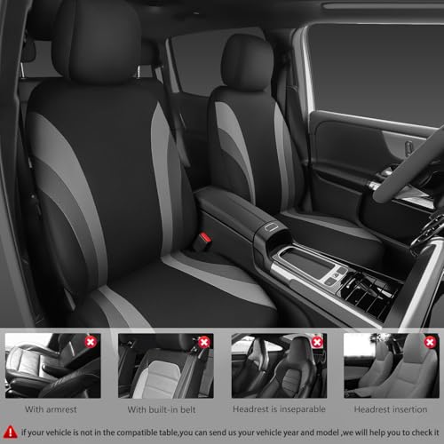 CAR PASS EVA Waterproof Car Seat Covers Front Seats,Gray Two Front Seat Covers,Airbag Compatible,Automotive Seat Covers Universal Fit Sedans,Cars,Vans,SUVs,Trucks (Black and Gray) - color: Black and Gray Waterproof, size: Two Front Seat