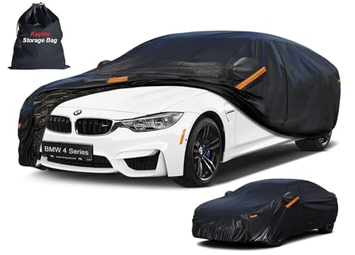 Kayme 7 Layers Sedan Car Cover Custom Fit for BMW 4-Series, 420i 428i 430i 435i 440i (2013-2026), Waterproof All Weather for Automobiles,Rain Sun UV Protection.Black - color: PE-Black, size: Custom Fit BMW 4-Series