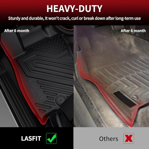 LASFIT Floor Mats for Ram 1500 Crew Cab 2025 2026 with Rear Under-Seat Factory Storage Bucket Seat, All Weather TPE Custom Fit Car Mats Floor Liners 1st & 2nd Row, Black - style: 1) 1500 | 2025-2026 |Crew Cab with Storage Floor Mats