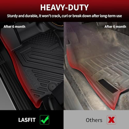 LASFIT Floor Mats for Ram 1500 Crew Cab 2025 2026 with Rear Under-Seat Factory Storage Bucket Seat, All Weather TPE Custom Fit Car Mats Floor Liners 1st & 2nd Row, Black - style: 1) 1500 | 2025-2026 |Crew Cab with Storage Floor Mats