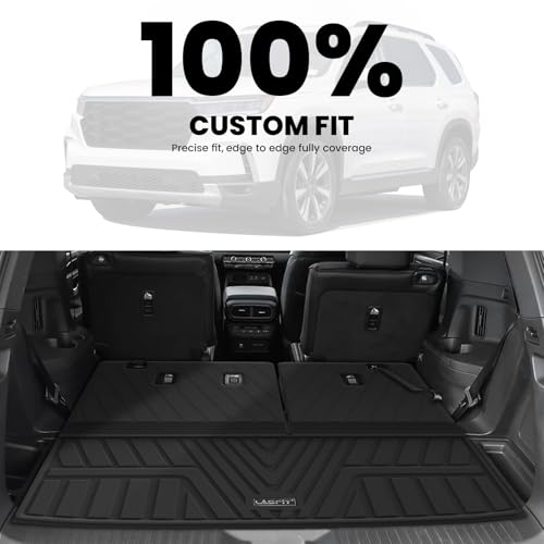 LASFIT Cargo Mat with Backrest Mat for Honda Pilot 2023 2024 2025 2026, Split & One-piece Foldable Seating TPE Custom Fit Trunk Mat Cargo Liner with Seatback Mat Accessories, Black - style: 3）For Honda Pilot | 2023-2026 | Trunk Mat